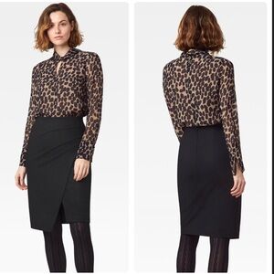 NWT Ecru Faux Wrap Skirt in‎ Black Size 10